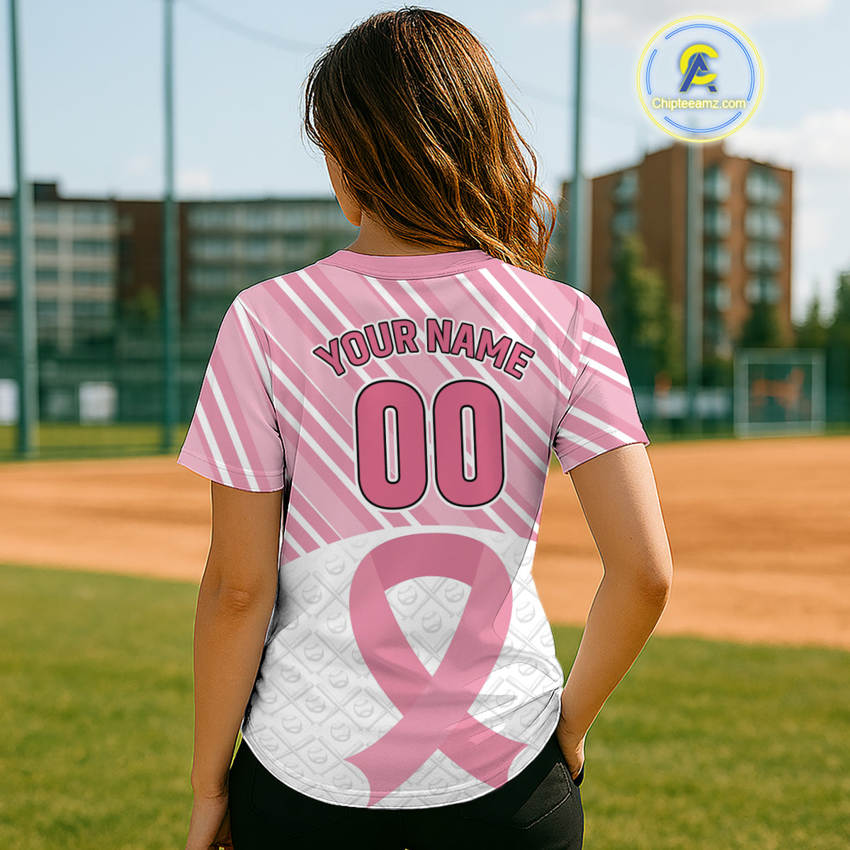 Custom White-Pink Ribbon Baseball Jerseys Breast Cancer Awareness Baseball Shirt