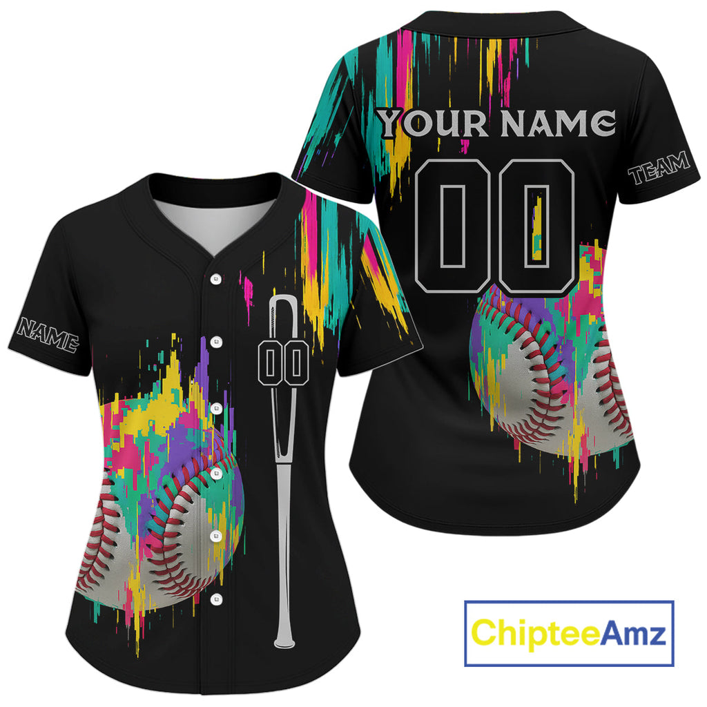 Custom 's Baseball Jersey Colorful Grunge Baseball Shirt, Baseball Jerseys