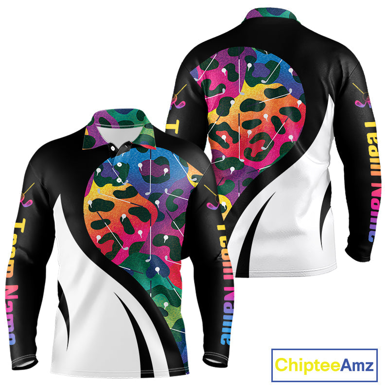 Colorful Rainbow Leopard Golf Polo Shirts Custom Team Golf Shirt Gift For Golf Lovers