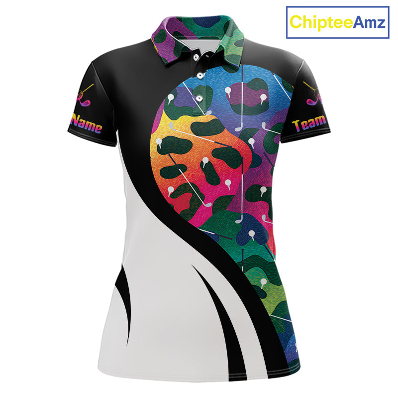 Colorful Rainbow Leopard Golf Polo Shirts Custom Team Golf Shirt Gift For Golf Lovers
