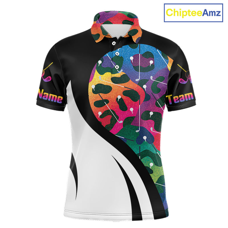 Colorful Rainbow Leopard Golf Polo Shirts Custom Team Golf Shirt Gift For Golf Lovers