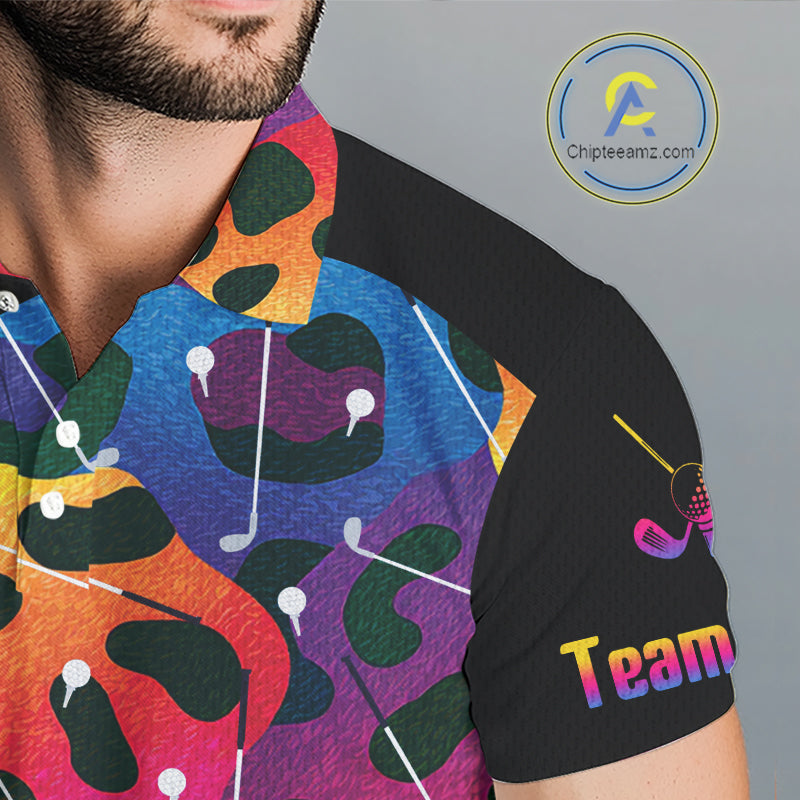 Colorful Rainbow Leopard Golf Polo Shirts Custom Team Golf Shirt Gift For Golf Lovers