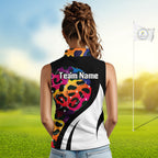 Colorful Rainbow Leopard Golf Sleeveless Polo Shirts Custom Team Golf Shirt Gift For Golf Lovers
