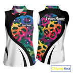 Colorful Rainbow Leopard Golf Sleeveless Polo Shirts Custom Team Golf Shirt Gift For Golf Lovers