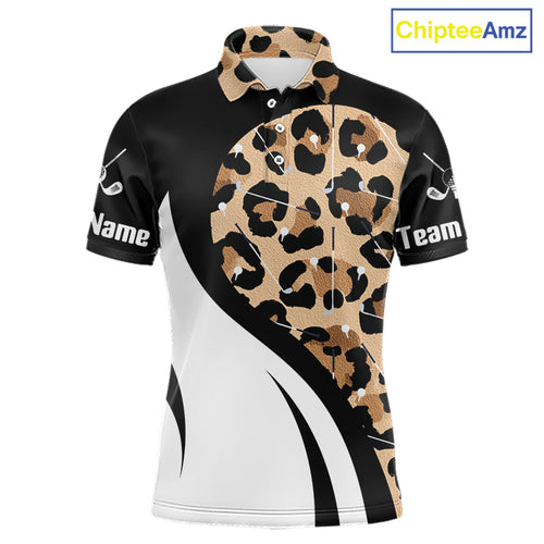 Brown Leopard Pattern Golf Polo Shirts Custom Team Golf Shirt Gift For Golf Lovers