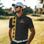 Yellow Argyle Golf Polo Shirt Custom Name Golf Shirt Golf Ball Argyle Golf Team Shirts