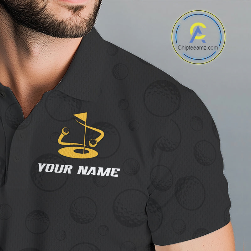 Yellow Argyle Golf Polo Shirt Custom Name Golf Shirt Golf Ball Argyle Golf Team Shirts