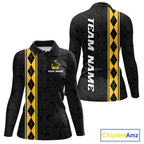 Yellow Argyle Golf Polo Shirt Custom Name Golf Shirt Golf Ball Argyle Golf Team Shirts