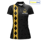 Yellow Argyle Golf Polo Shirt Custom Name Golf Shirt Golf Ball Argyle Golf Team Shirts