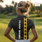 Yellow Argyle Golf Polo Shirt Custom Name Golf Shirt Golf Ball Argyle Golf Team Shirts
