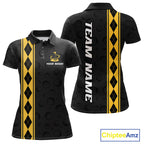 Yellow Argyle Golf Polo Shirt Custom Name Golf Shirt Golf Ball Argyle Golf Team Shirts