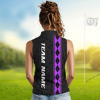 Purple Argyle Golf Sleeveless Polo Shirt Custom Name Golf Shirt Golf Ball Argyle Golf Team Shirts