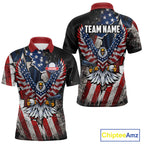 Gun Eagle Golf Polo Shirt Custom Texas Flag Golf Jersey US Flag Patriotic Golf Apparel