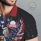 Gun Eagle Golf Polo Shirt Custom Texas Flag Golf Jersey US Flag Patriotic Golf Apparel