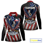 Gun Eagle Golf Polo Shirt Custom Texas Flag Golf Jersey US Flag Patriotic Golf Apparel