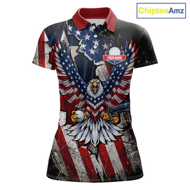 Gun Eagle Golf Polo Shirt Custom Texas Flag Golf Jersey US Flag Patriotic Golf Apparel