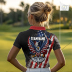 Gun Eagle Golf Polo Shirt Custom Texas Flag Golf Jersey US Flag Patriotic Golf Apparel