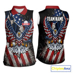 Gun Eagle Golf Sleeveless Polo Shirt Custom Texas Flag Golf Jersey US Flag Patriotic Golf Apparel