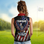 Gun Eagle Golf Sleeveless Polo Shirt Custom Texas Flag Golf Jersey US Flag Patriotic Golf Apparel