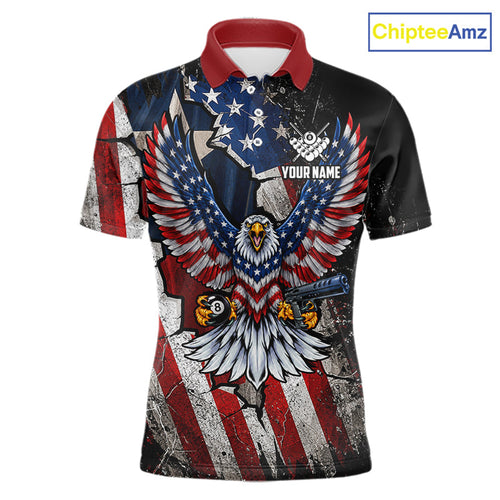 Gun Eagle Billiard Shirt Custom Texas Flag Pool Jersey US Flag Patriotic Billiard Apparel