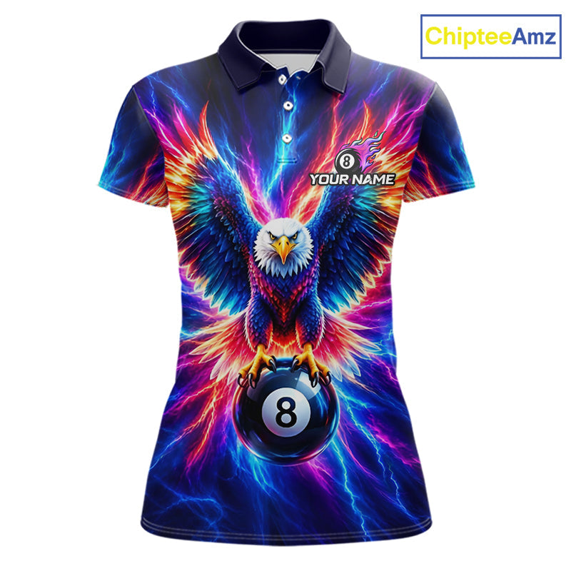 Eagle Billiard Polo 1/4-Zip Shirt Custom Neon Colorful Thunder 8 Ball Pool Jersey Gift