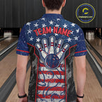 Grunge American Flag Bowling Polo & 1/4 Zip Shirts Custom Patriotic Team Bowling Jerseys