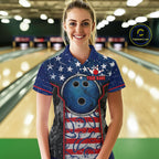 Grunge American Flag Bowling Polo & 1/4 Zip Shirts Custom Patriotic Team Bowling Jerseys