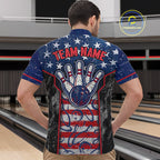 Grunge American Flag Bowling Polo & 1/4 Zip Shirts Custom Patriotic Team Bowling Jerseys