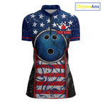 Grunge American Flag Bowling Polo & 1/4 Zip Shirts Custom Patriotic Team Bowling Jerseys