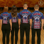 Grunge American Flag Bowling Polo & 1/4 Zip Shirts Custom Patriotic Team Bowling Jerseys