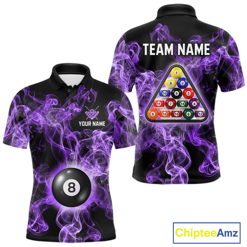 Personalized Purple Smokes 8 Ball Pool Billiard Shirt Custom Billiard Rack Team Jersey