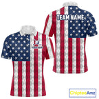 USA Flag Golf Polo Shirt Personalized Navy Argyle Golf Jersey Golf Team Apparel