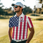 USA Flag Golf Polo Shirt Personalized Navy Argyle Golf Jersey Golf Team Apparel