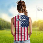 USA Flag Golf Sleeveless Polo Shirt Personalized Navy Argyle Golf Jersey Golf Apparel