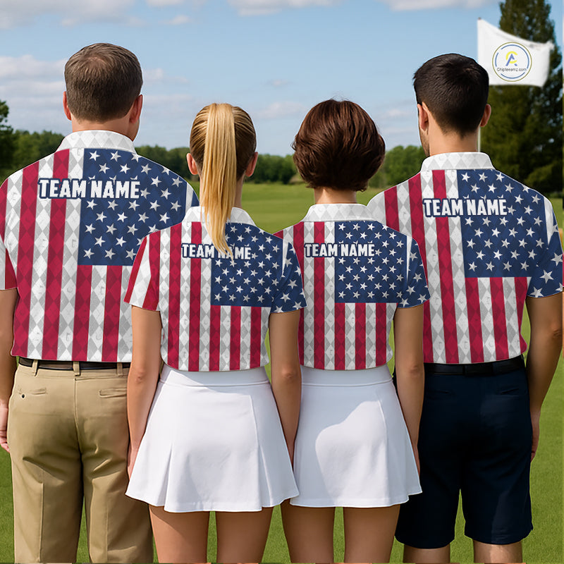 USA Flag Golf Polo Shirt Personalized Navy Argyle Golf Jersey Golf Team Apparel
