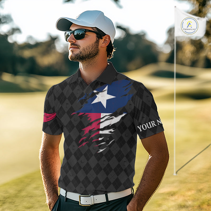 Custom Texas Golf Polo Shirt Personalized State Flag Argyle Golf Shirt Golf Team Jersey
