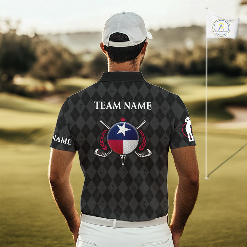 Custom Texas Golf Polo Shirt Personalized State Flag Argyle Golf Shirt Golf Team Jersey