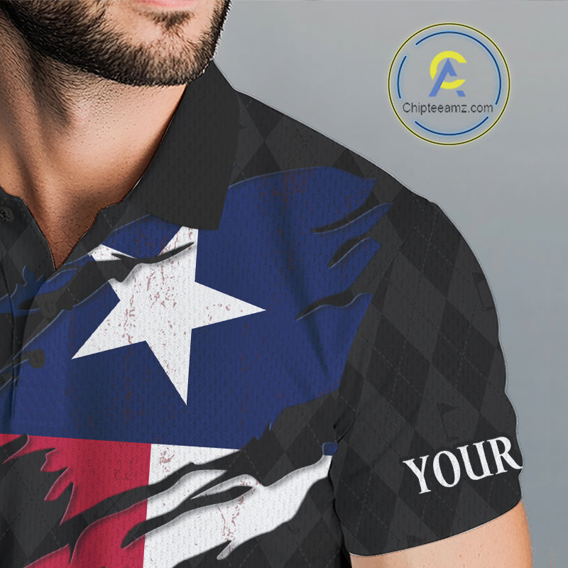 Custom Texas Golf Polo Shirt Personalized State Flag Argyle Golf Shirt Golf Team Jersey