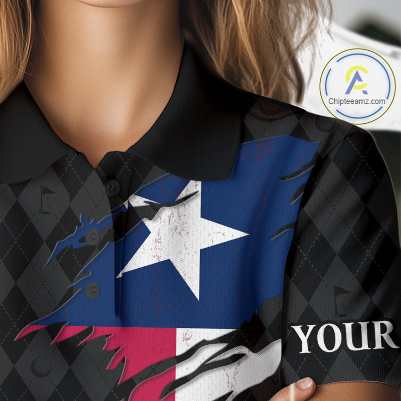 Custom Texas Golf Polo Shirt Personalized State Flag Argyle Golf Shirt Golf Team Jersey