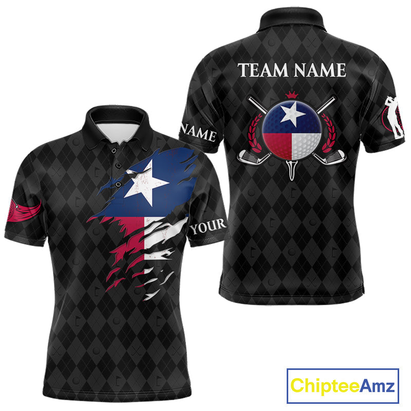 Custom Texas Golf Polo Shirt Personalized State Flag Argyle Golf Shirt Golf Team Jersey
