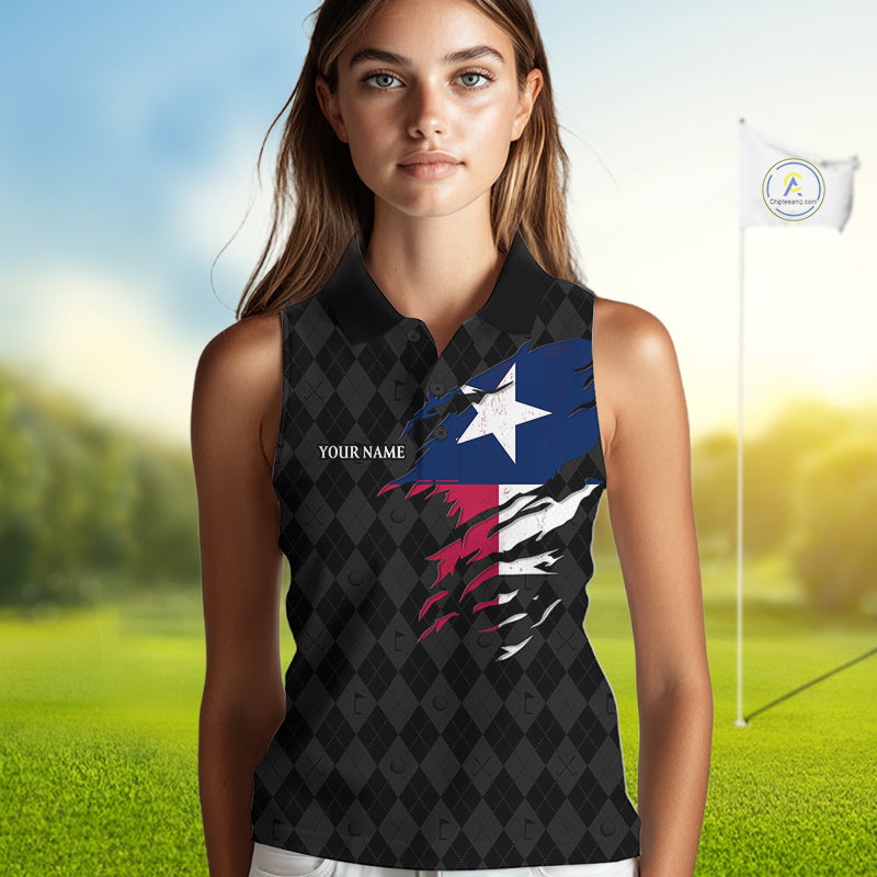 Texas Golf Sleeveless Polo Shirt Personalized State Flag Argyle Golf Shirt Golf Team Jersey