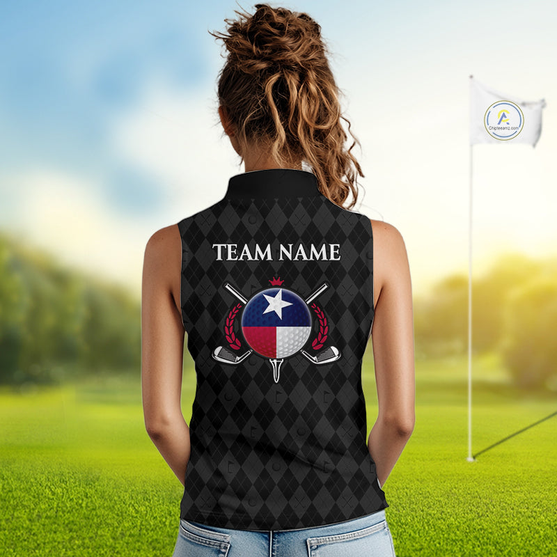Texas Golf Sleeveless Polo Shirt Personalized State Flag Argyle Golf Shirt Golf Team Jersey