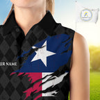 Texas Golf Sleeveless Polo Shirt Personalized State Flag Argyle Golf Shirt Golf Team Jersey