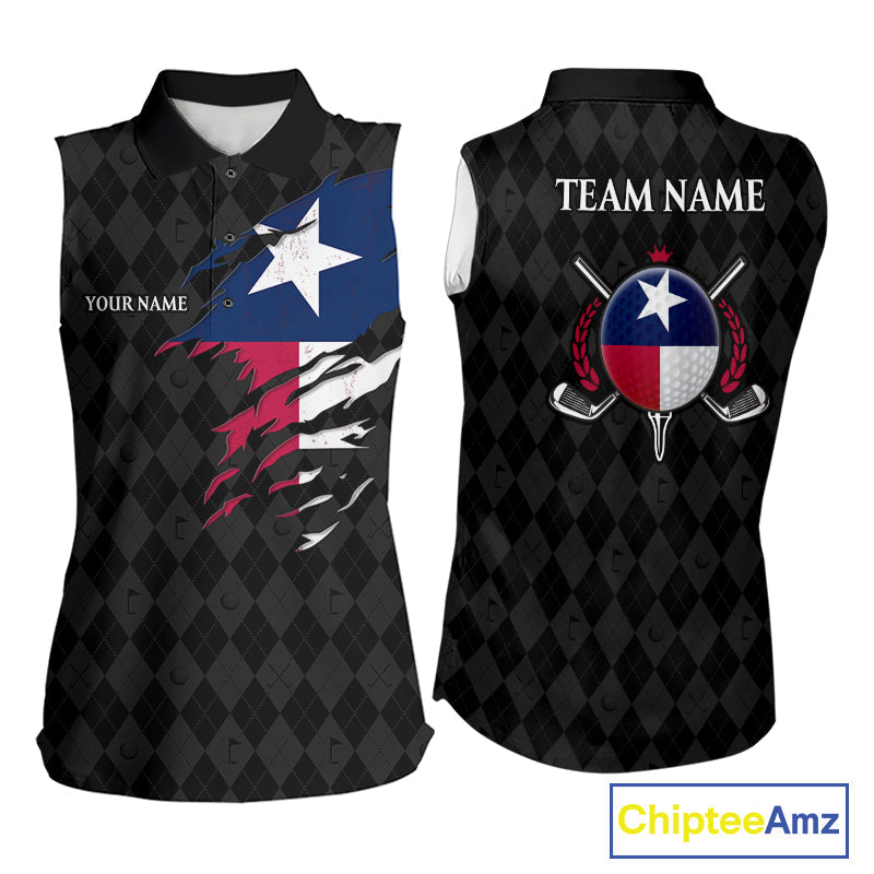 Texas Golf Sleeveless Polo Shirt Personalized State Flag Argyle Golf Shirt Golf Team Jersey