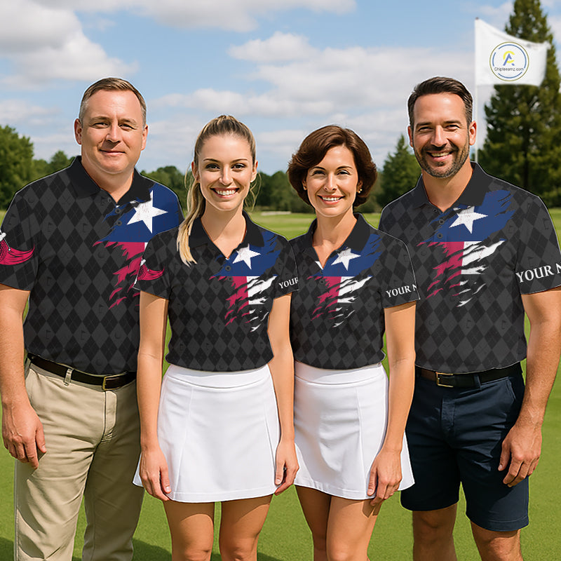 Custom Texas Golf Polo Shirt Personalized State Flag Argyle Golf Shirt Golf Team Jersey
