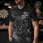 Personalized Panther Darts Polo 1/4-Zip Shirt Custom Name Black Claw Scratch Darts Team Jersey