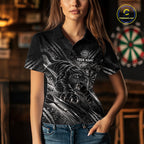 Personalized Panther Darts Polo 1/4-Zip Shirt Custom Name Black Claw Scratch Darts Team Jersey