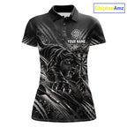 Personalized Panther Darts Polo 1/4-Zip Shirt Custom Name Black Claw Scratch Darts Team Jersey