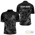 Personalized Panther Darts Polo 1/4-Zip Shirt Custom Name Black Claw Scratch Darts Team Jersey