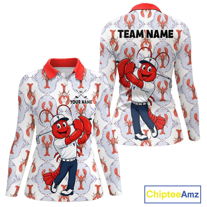 Custom Lobster Golf Polo Shirt Personalized Lobster Golfer Funny Golf Team Jersey